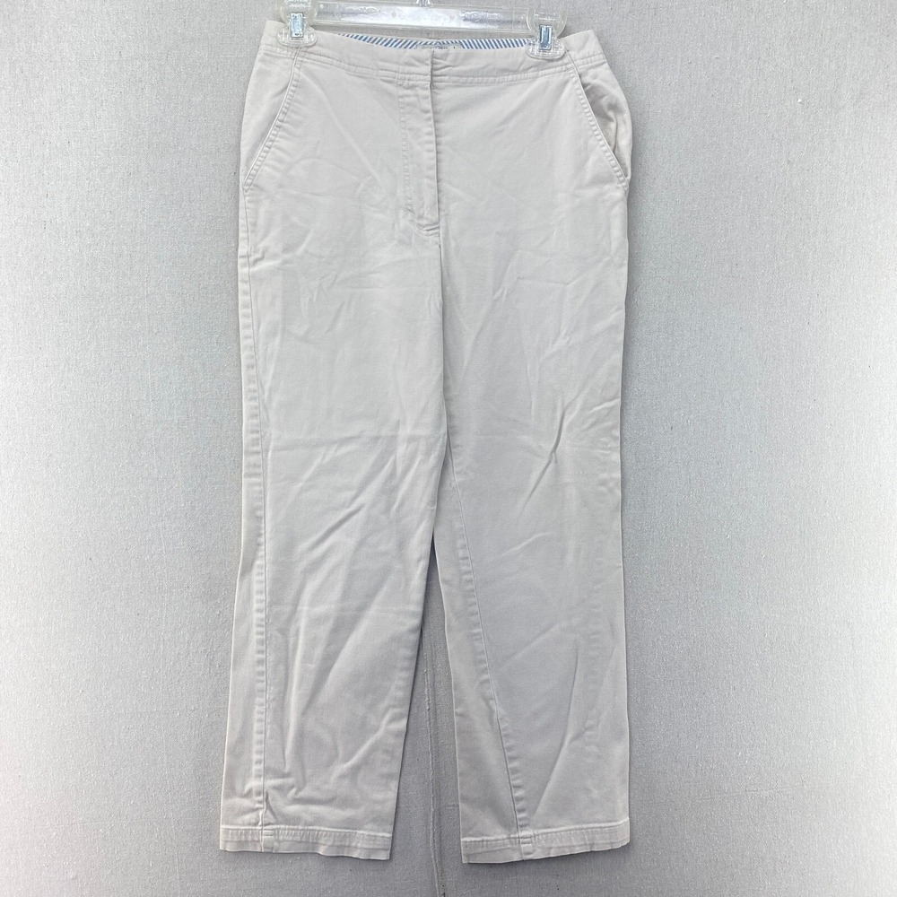 Duck Head Pants Womens 6 Petite White Beige Khaki Chino Trouser Mid Rise Stretch